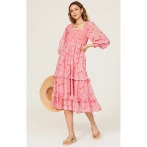 LoveShackFancy Miri Pink Cotton Mini Dress - Size XS